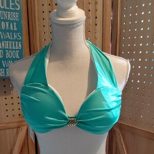 Elegant Aqua Halter Bikini Top